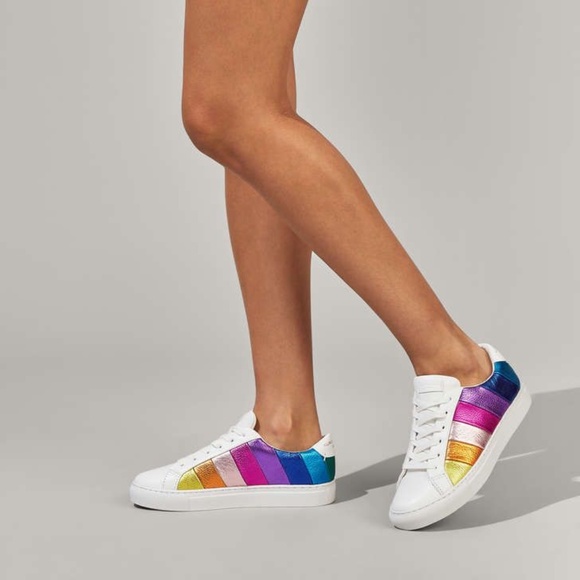 Kurt Geiger Shoes - Kurt Geiger Rainbow Shop Lane Sneakers Sz 6.5 Multicolor Metallic Leather Shoes